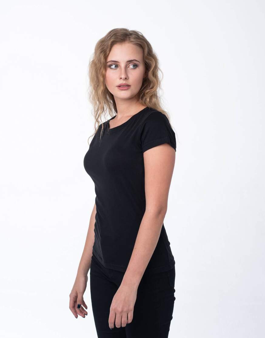 Чёрная женская футболка оптом