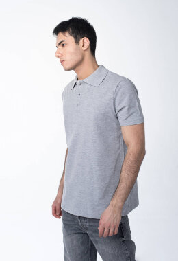 Мужская рубашка ПОЛО серый меланж
